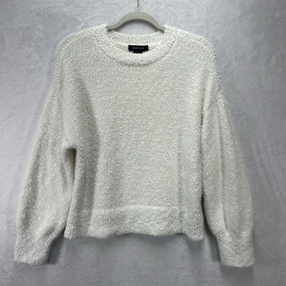 Sanctuary Chenille Crewneck Sweater Womens Small Ivory Cozy Winter